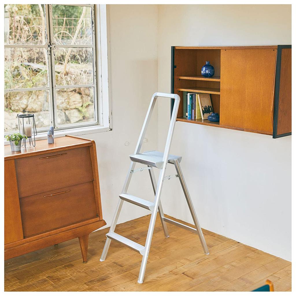 Hasegawa Industrial (Hasegawa) SREW-8a (79cm) Wide Top Step Stool with Upper Frame, 3 Steps (2020 Model) (17725)