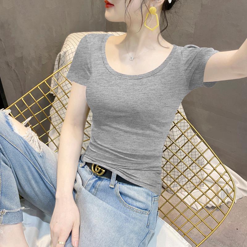 Женская летняя модальная приталенная футболка большого размера с коротким рукавом черного цвета