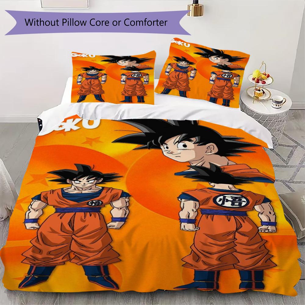 Goku Dragon Ball Threepiece Set 1 Duvet Cover 2 Pillowcase Without Core Without Core Bedding Set Soft And Comfortable