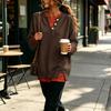 Women's V-Neck Knit Sweater Loose Fit Look Top for Casual and Everyday Wear