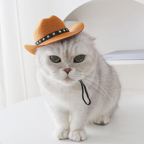 Pet Cowboy Hat Adjustable Dog Cosplay Cap Halloween Christmas Costume Accessory for Dogs Cats Dress Up Party Decoration
