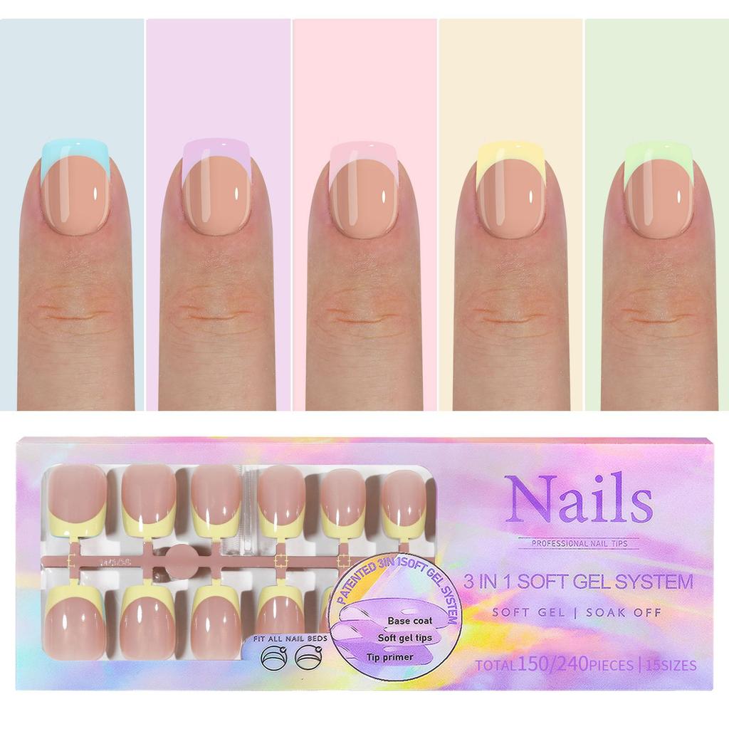 Manicure Wearable Nail French No Tracse Wearable Nail Removable Manicure French Wearable Manicure Fake Nail Stickers