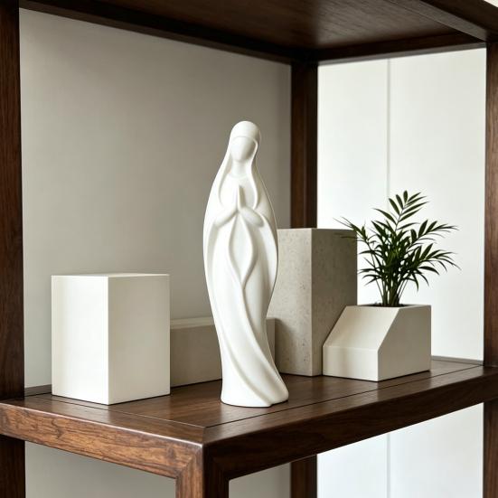 Virgin Mary Statue 3D Printed Catholic Religious Saint Mary Figurine Blessed Mother Sculpture for Home Decor