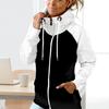 Women Winter Hoodie Zipper Hooded Fleece Contrast Color Patchwork Warm Neck Protection Casual Soft Autumn Hoodie Female Clothes