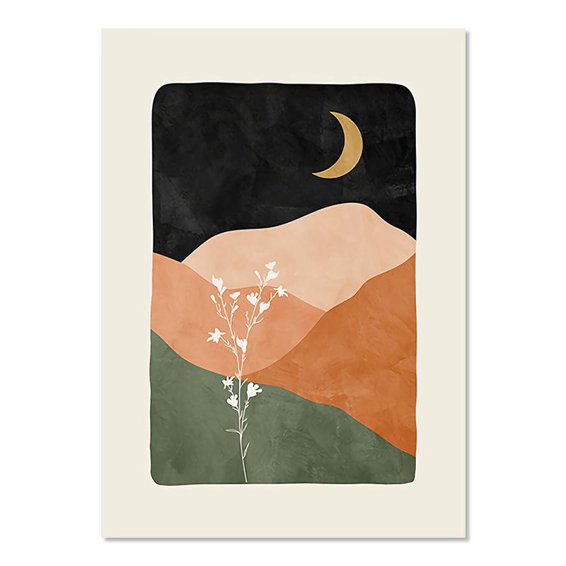 Бохо Монстера Пальмовый Лист Настенные Панно Линии Геометрии Художественный Плакат Солнце Луна Настенные Плакаты Абстрактное Искусство Живопись Cuadros Decorativos