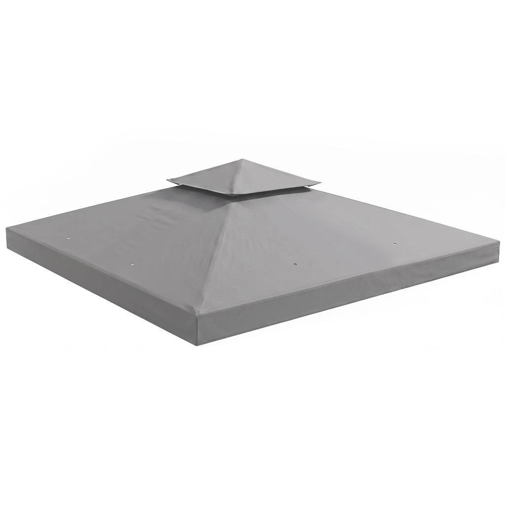 3 M Gazebo Top Cover Double Tier Canopy Replacement Pavilion Roof Light Grey