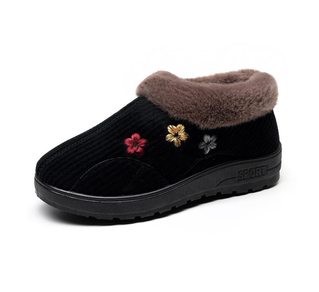 Winter Boots Women Shoes Warm Print Snow Boots Furry Fur Velvet Cotton Cloth Cozy Ankle Boots Non-Slip Booties Elderly