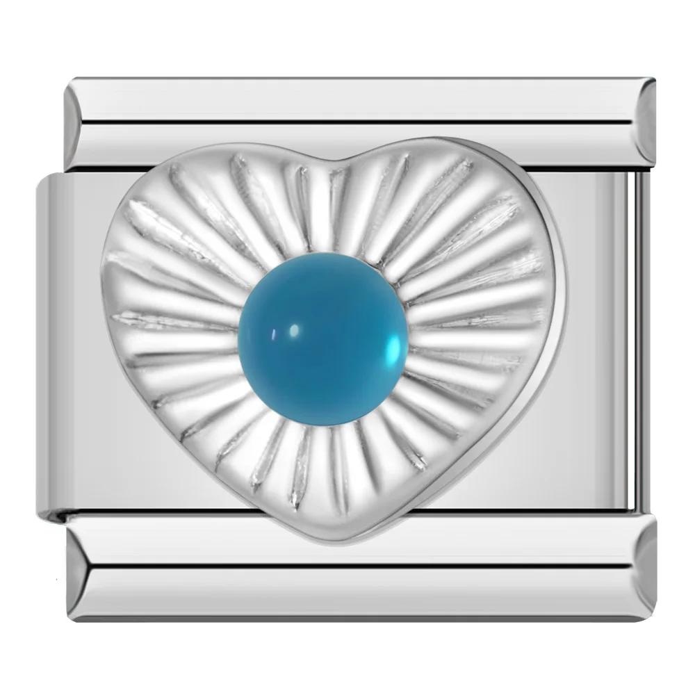 2023 Мода Сердце Эллиптический Прямоугольник CZ Шарм Итальянские Звенья Подходит Для Браслета 9 мм Из Нержавеющей Стали Изготовление Ювелирных Изделий DJ692