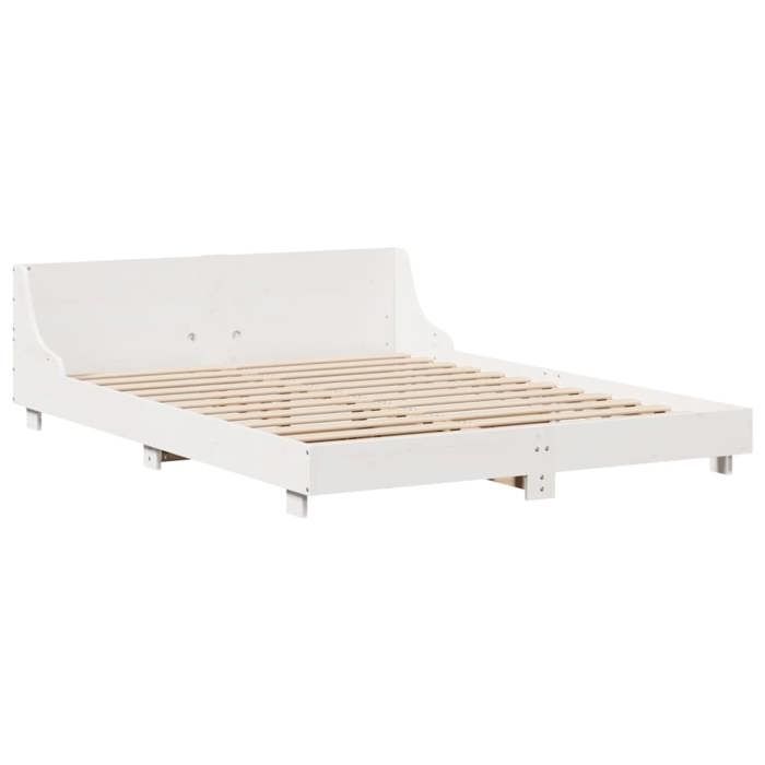 VidaXL Cadre de lit avec tête de lit blanc 140x200 cm bois pin massif, meuble de chambre, sommier, lit en bois, lit, lit 850729
