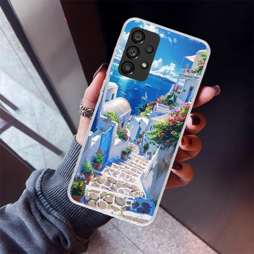 Greece In Summer Santorini Phone Case For Samsung Galaxy A12 A52S A42 A32 A22 A51 A50 Note 20 Ultra 10 S10 Plus A71 A70 A31 A30