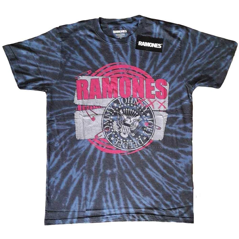Ramones 'Punk Patch' Blue Tie Dye T shirt - NEW