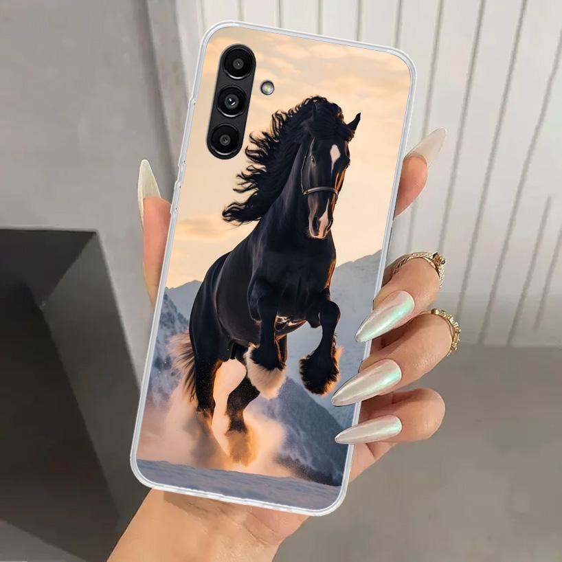 Чехол для телефона Animal Black Horse для Samsung Galaxy A17 A16 A37 A26 A36 A57 A56 A15 A25 A35 A55 A14 A24 A34 A54 A13 A23 A33 A53 Gal