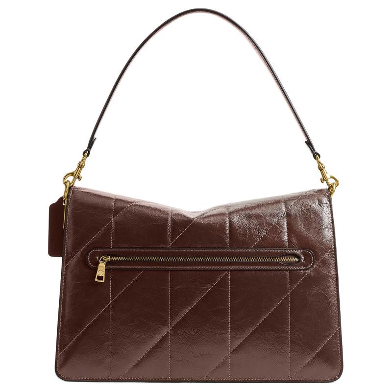 COACH Tabby 35 Gold Metal Logo Calf Leather Shoulder Bag Large Women's Maple Leaf