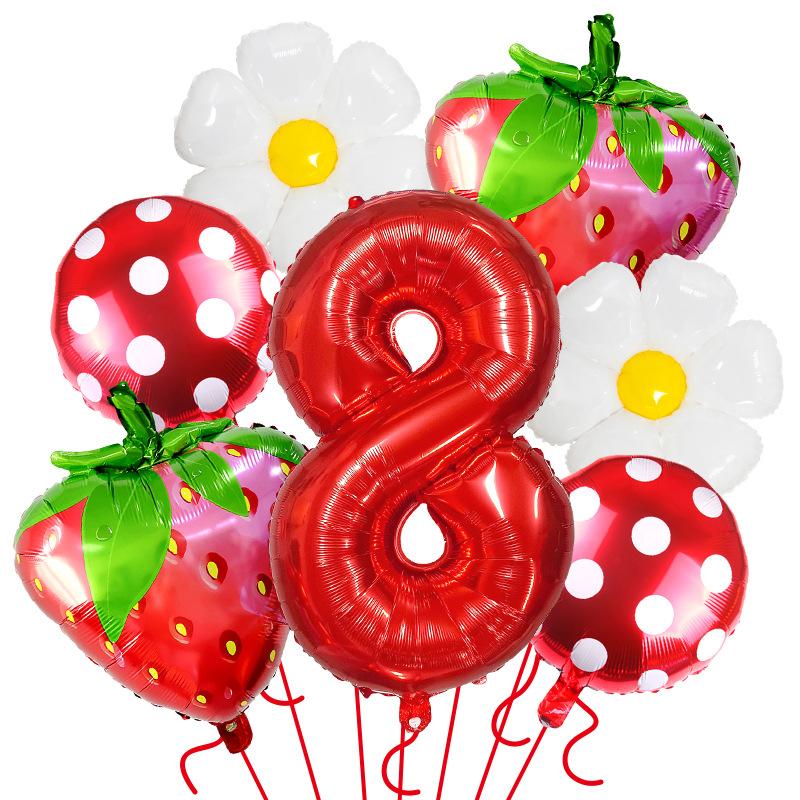 Fruit Series Gradual Change Strawberry Balloon Set Hawaiian Party Decoration Anniversary Decoration Birthday Balloon