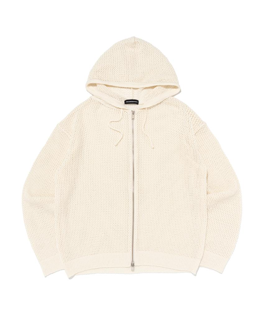 OTHERFITS Scaly Net Knit Zip-Up Hoodie (Ivory)