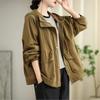 Женское пальто с капюшоном в корейском винтажном стиле, осеннее повседневное свободное хлопковое однотонное модное пальто Johnature в стиле ретро