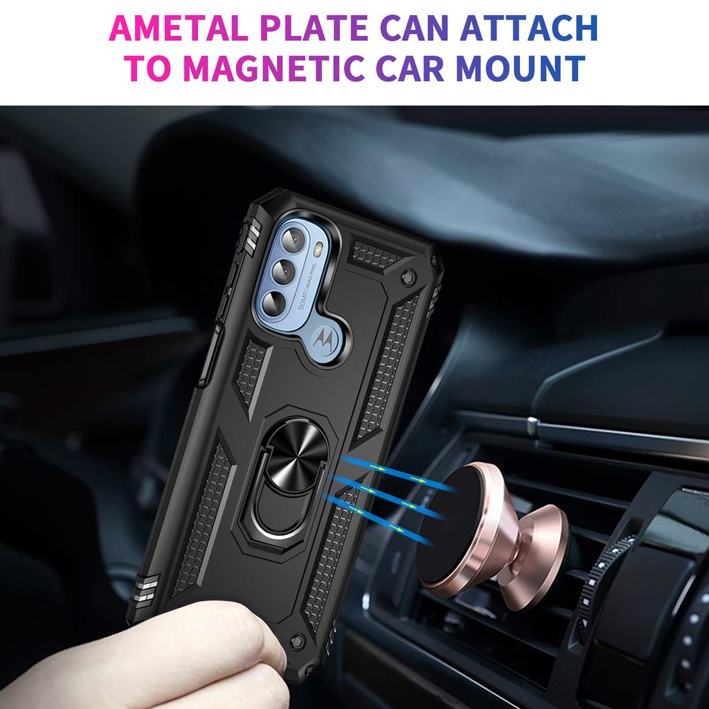 For Motorola Moto G31 4G/G41 4G PC+TPU Armor Defender Phone Case Ring Kickstand Non-slip Protective Cover