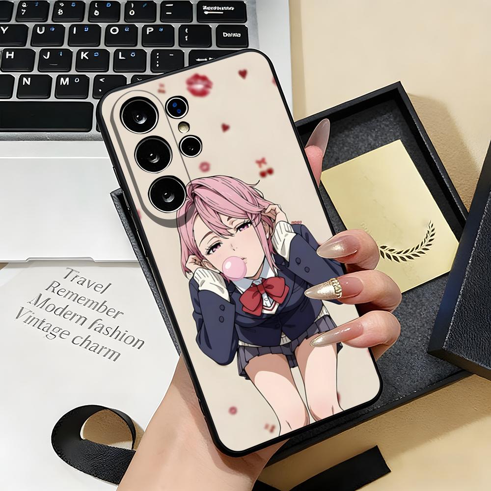 Чехол для телефона ANIME D-Dandadans для Samsung S26 S25 S24 FE S23 S22 S21 Plus S20 Ultra Note20Ultra Черный Мягкий