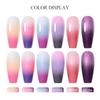 MEET ACROSS 7ml Purple Glitter Auroras Thermal Gel Nail Polish Winter 3 Layers Temperature Color Changing Semi Permanent Manicure Nail Art Gel Varnish