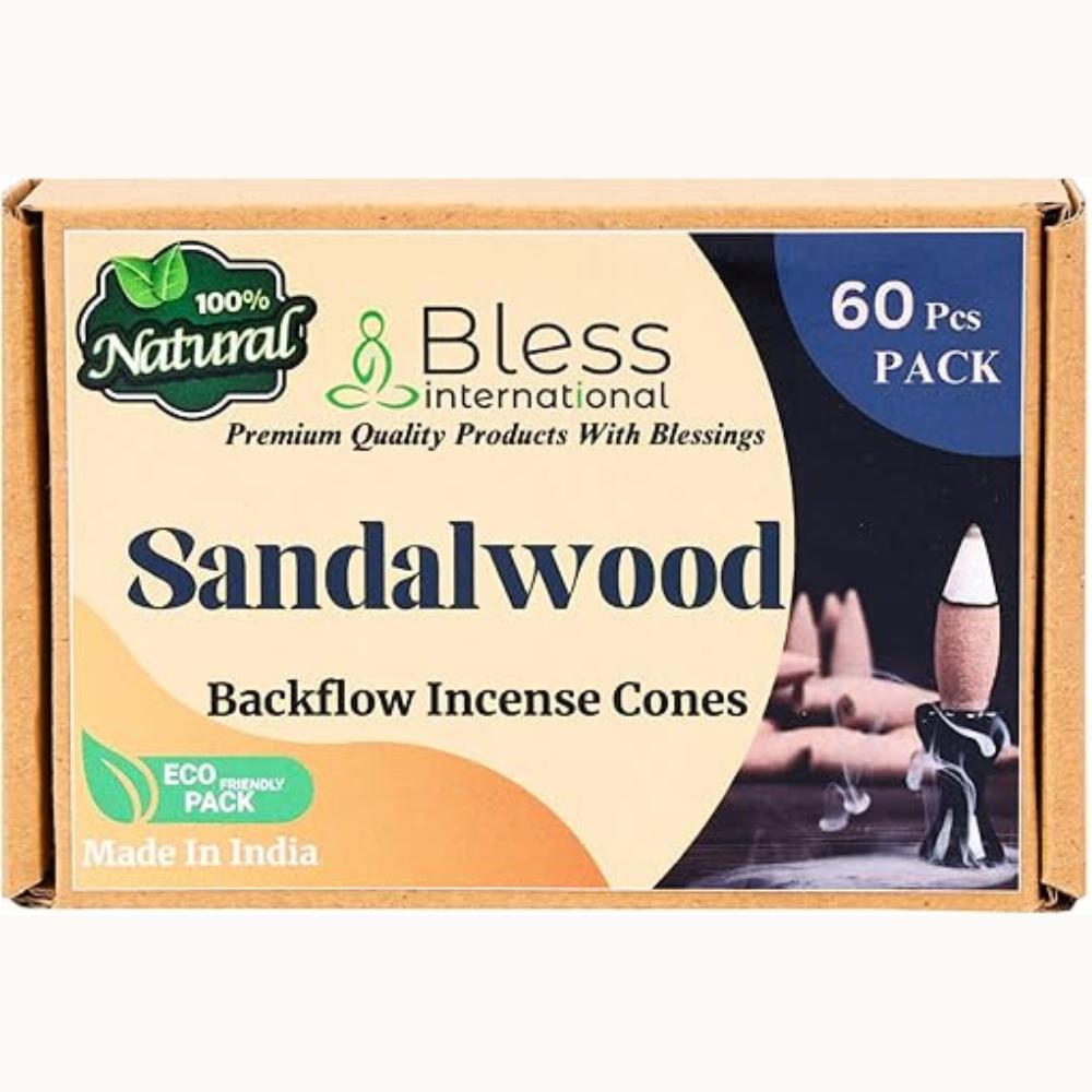 Bless-International Sandalwood-100%-Natural-Incean-Backflow-Cones-for-Waterfall-Handmade-Organic-Chemical-Free-for-Purification-Relaxation