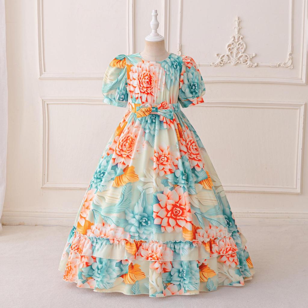 Платье принцессы с цветочным принтом в ближневосточном стиле для девочек