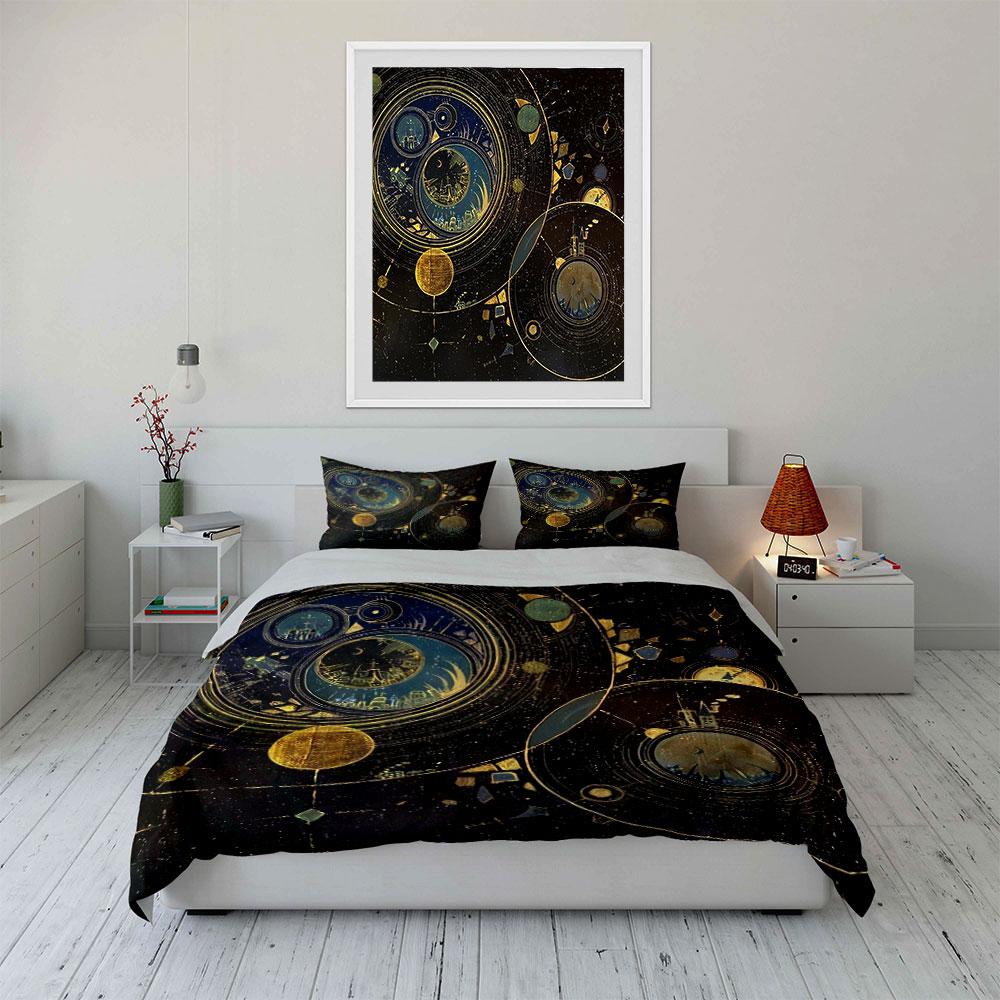 "Galaxy Art Decor Set" Bedding Set with 1 Duvet Cover 2 Pillowcases Single Double King Queen, Gift