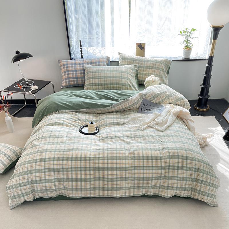 Серия AB Cotton: Комплект постельного белья из чистого хлопка для общежития - односпальный, из четырех частей с простынями