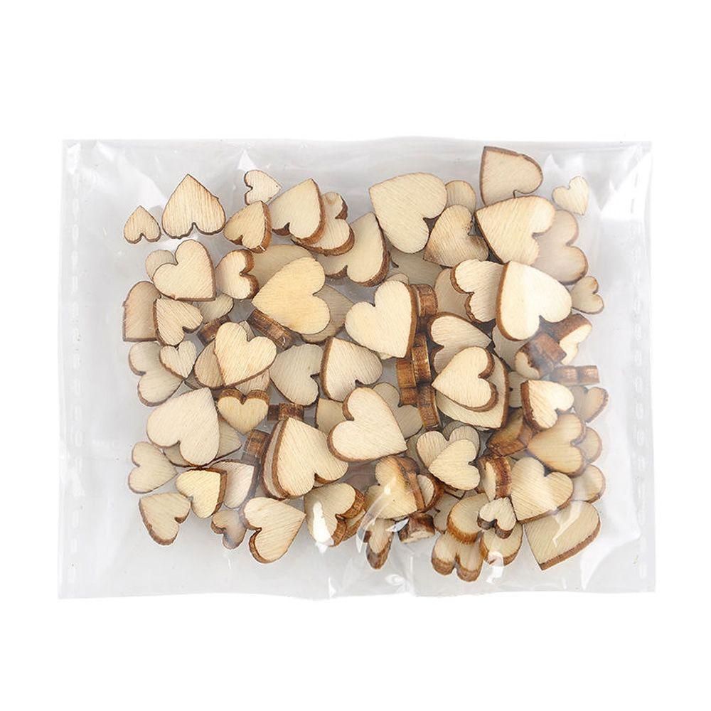 100PCS Mixed Rustic Decoration Wooden Love Heart Crafts Accessories Wedding Decor Table Scatter