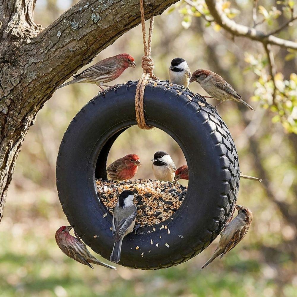 Waterproof Hanging Bird Feeding Bowl Handmade Bird Food Container Feeding Station Outdoor Backyard