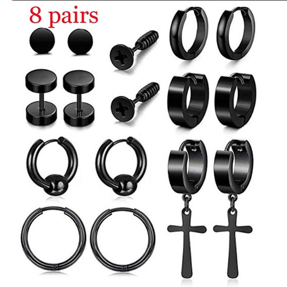 Circle Unisex Geometric Accessories Titanium Hoop Earrings Jewelry set Drop Earring Stud Earring