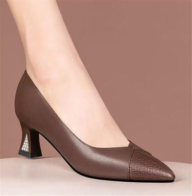 Женские классические туфли-лодочки с острым носком, из коричневой лакированной кожи, весенние, слипоны, на шпильке, женские повседневные комфортные рабочие туфли-лодочки ab661