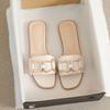 Flat-bottomed Slippers Women's Outer Wear 2024 Summer New Simple Large-size Metal Buckle Temperament One-word Fairy Style Sandals