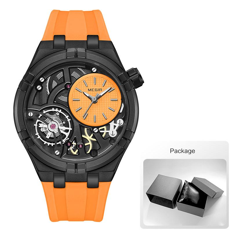 MEGIR Sport Watch Men Fashion Military Sport Waterproof Luminous Simple Analog Wristwatch with Blue Silicone Strap MN8111Blue