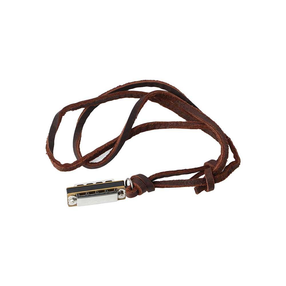 Gift Retro Personalized Pendant Harmonica Necklace Leather