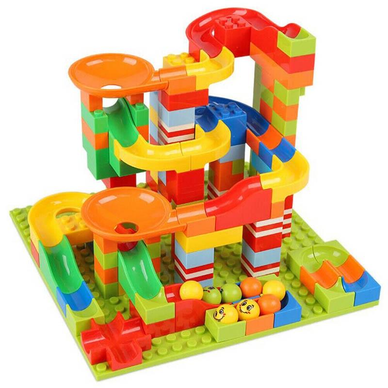 Colorful 165pcs Classic Marble Run Maze Ball Race Track Building Blocks Set For Kids
