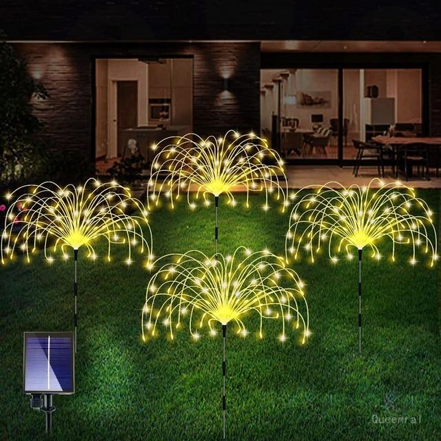 Solar Fireworks Lights Outdoor Waterproof Dandelion DIY Shape Lamp Solar Lights For Garden Decor Christmas Lights Decoration