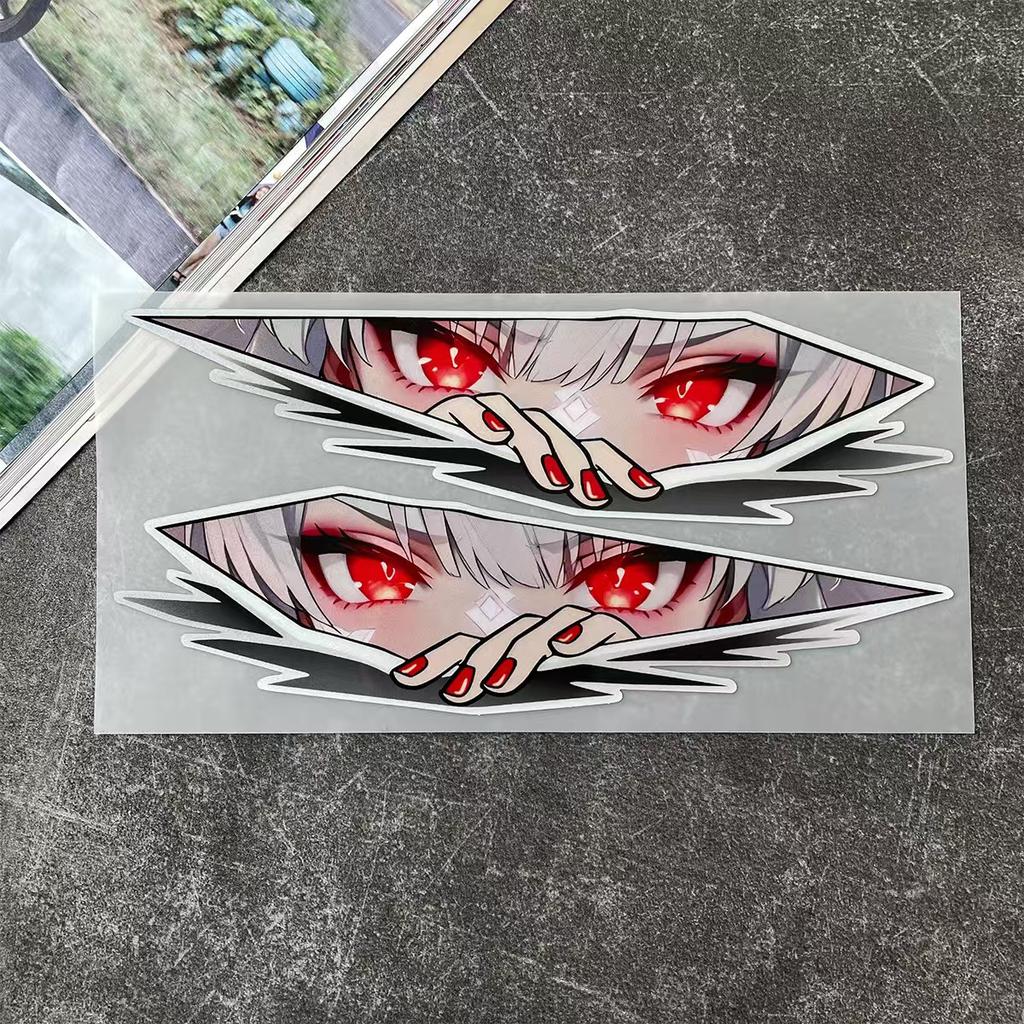 32 шт./уп. Длинные наклейки 12 см JDM Аниме Девушка Лазерная Радуга Окно автомобиля Лобовое стекло Кузов мотоцикла Аксессуары для мотошлема Декали