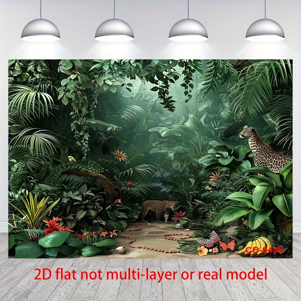 2D plan, 1 jungle palm wildlife park tropical rainforest photo background with rich green