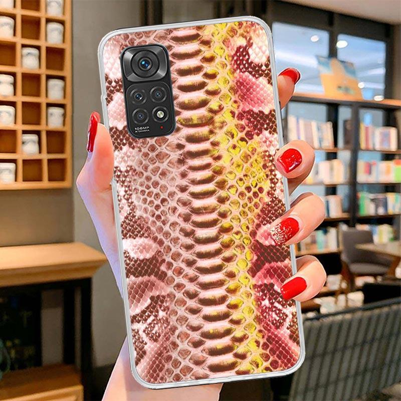 Pink Snake Skin Printing Drawing Cover Phone Case For Xiaomi Redmi Note 15 14 13 12 11 10 Pro Plus 14S 12S 11S 11T 11E 10S Soft