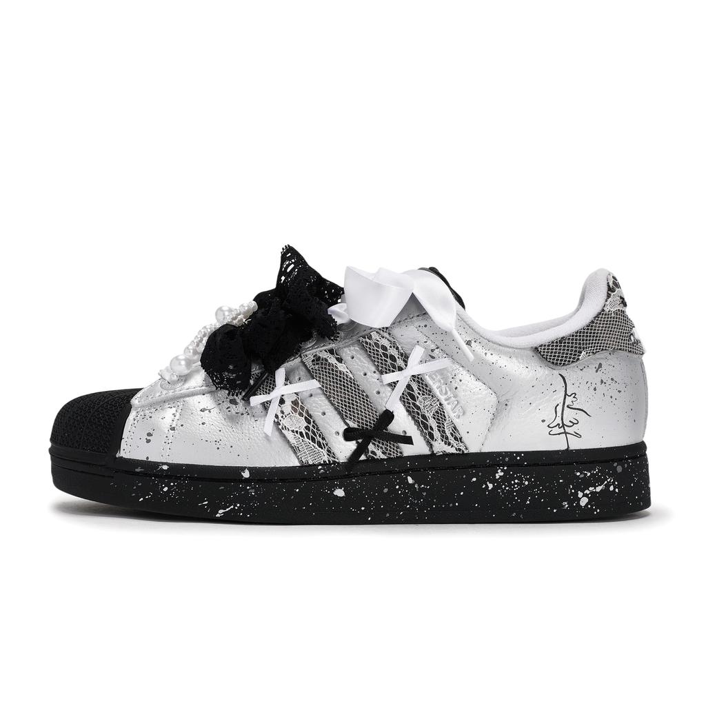 adidas Originals Superstar 2 Низкие Кеды для Скейтбординга Мужские Черно-Бело-Серебристые JI0124(Team80-S-BOX)