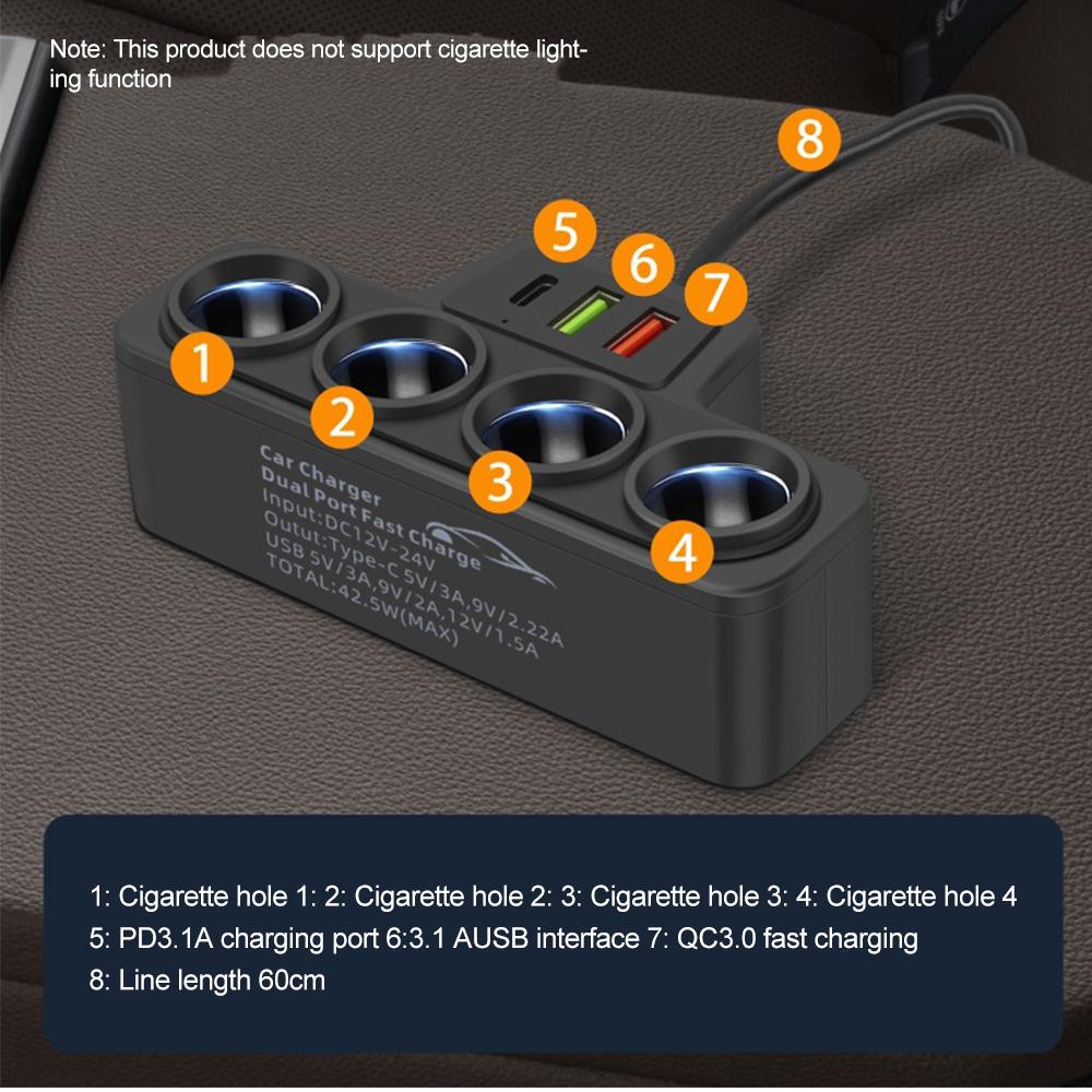 12 В/24 В автомобильный прикуриватель адаптер новый 4 в 1 гнездо 3.1A зарядное устройство USB автомобильное зарядное устройство USB+QC3.0+PD3.1A автомобильное зарядное устройство аксессуары