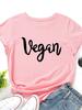 Веганская футболка с принтом букв, женская футболка с коротким рукавом и круглым вырезом, свободная женская футболка, женская футболка, топы, одежда, женские футболки