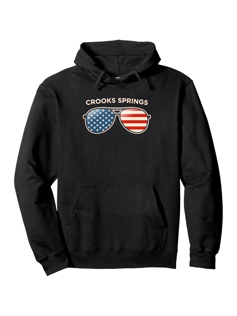 Patriotic Crooks Springs Graphic hoodie - Black with American Flag & Stars Design