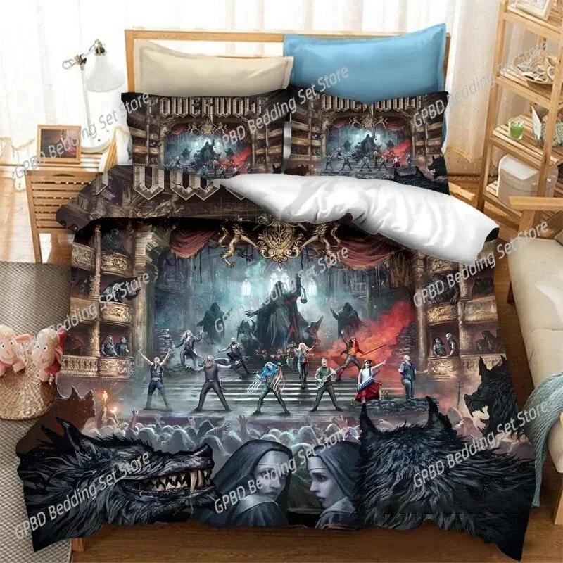 3D Печатный Комплект Постельного Белья Powerwolf 3D Печатный Подходит для Спальни Комплект Пододеяльника С Наволочками Детский Домашний Текстиль