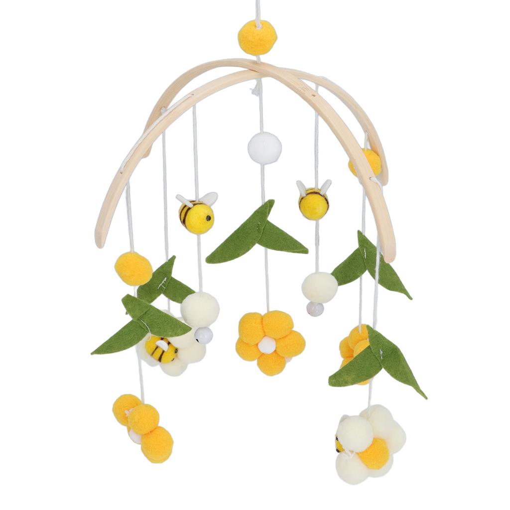 Bee Flower Crib Mobile Green Leaves Nursery Decoration Infant Bedroom Hanging Toy for Bassinet