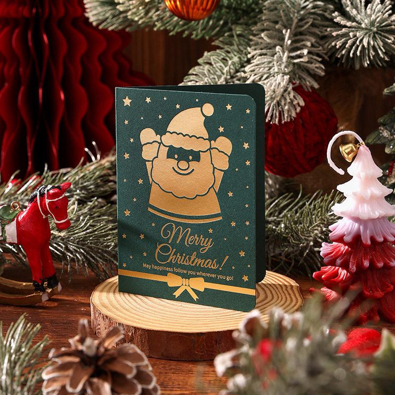 Hot stamping English Christmas cards, high-end Christmas tree gifts, gifts for the elderly, flower bouquets, store decorations, small cards