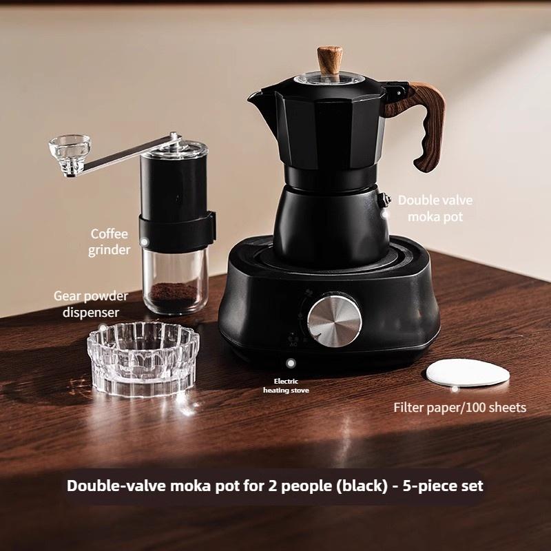 Двухклапанная мока-кофеварка Бытовая маленькая с ручным приводом Итальянская кофемашина Уличный набор кофейника для электрической плиты