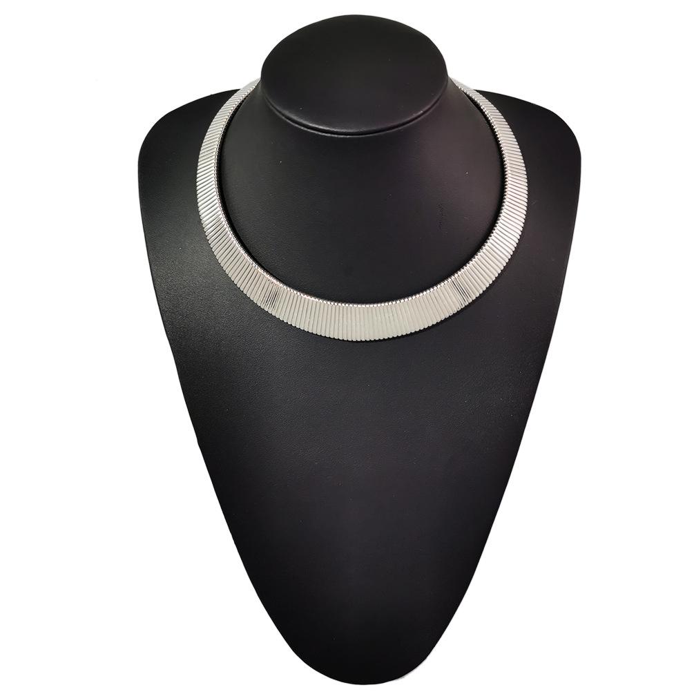 European & American Minimalist Gold-Plated Wide Stripe Elastic Choker Necklace