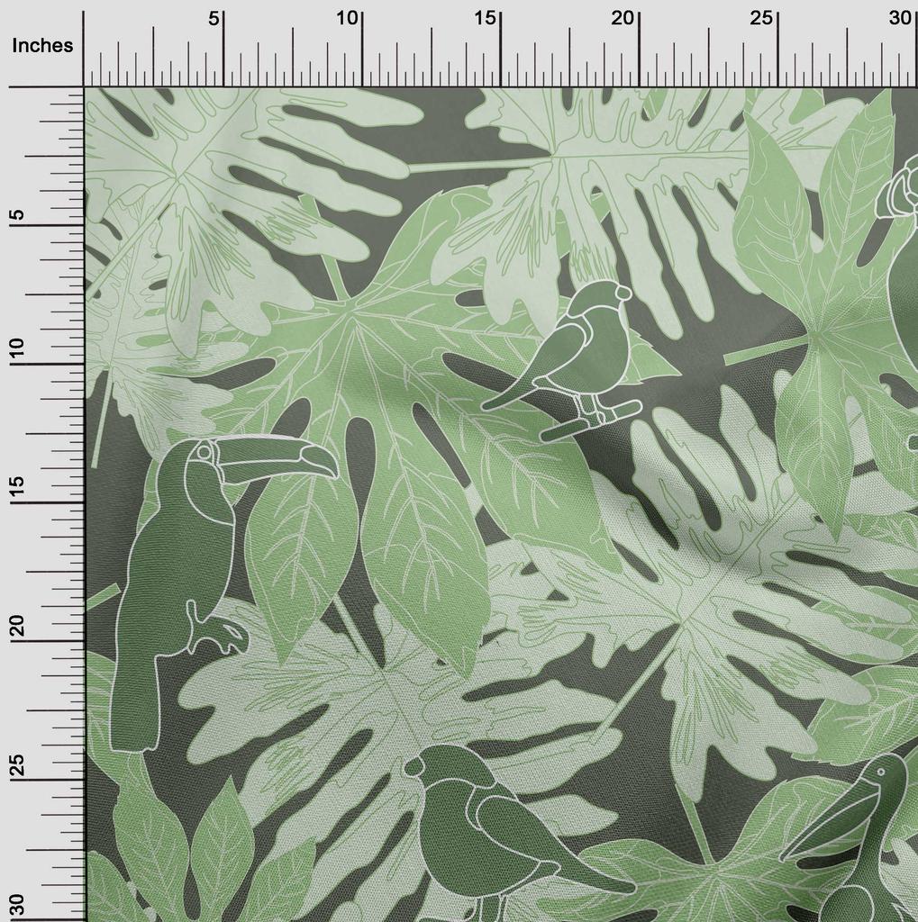 oneOone Ткань Cotton Flex Light Green, тропические птицы с листьями, ткань для шитья, напечатанная ткань для рукоделия, по ярдам, 40 дюймов