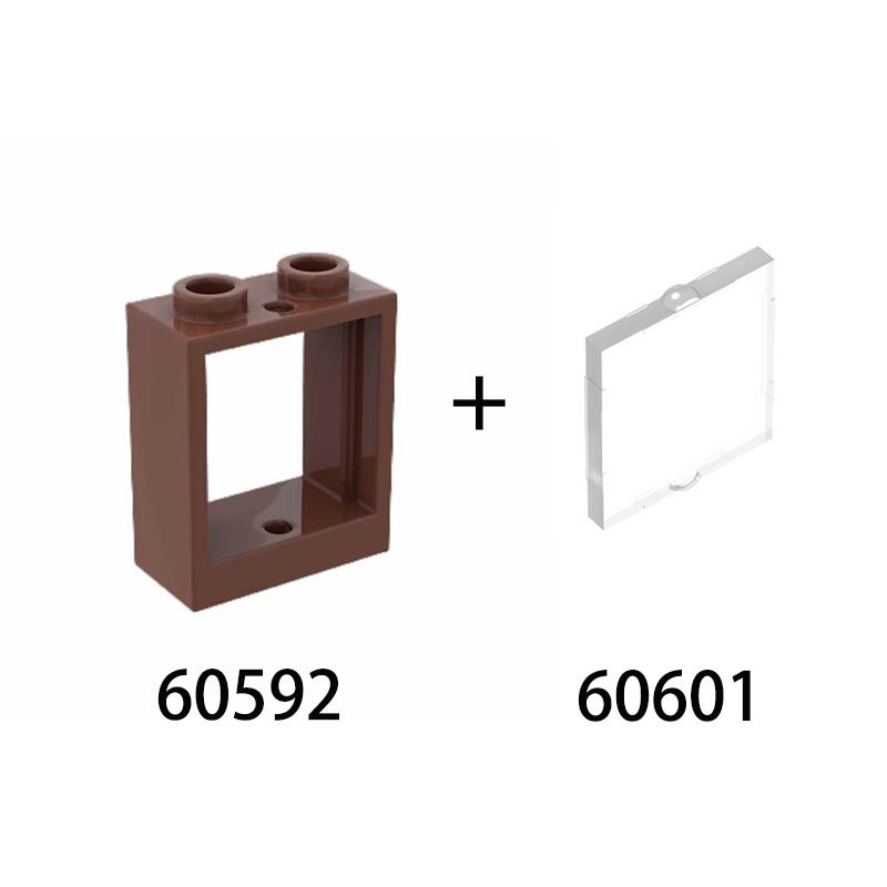 20pcs MOC parts 60592 60601 window transparent glass 1 x 2 x 2 flat front compatible brick DIY building block children's toy